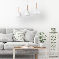 Lampa wisząca w stylu skandynawskim biała z drewnem NORD WHITE 4869