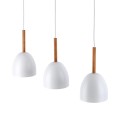 Lampa wisząca w stylu skandynawskim biała z drewnem NORD WHITE 4869