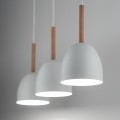 Lampa wisząca w stylu skandynawskim biała z drewnem NORD WHITE 4869