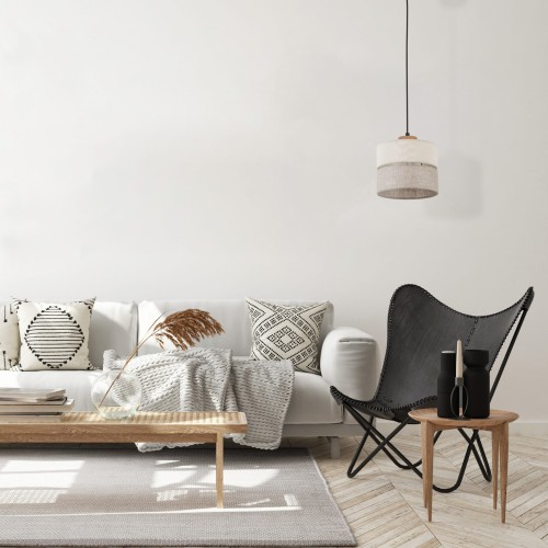 Lampa wisząca ECO gwint E27 moc 15W styl skandynawski klosz tkanina | czarny 5770 TK lighting