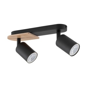 Lampa sufitowa czarna z drewnianym detalem COVER WOOD do korytarza biura 4674 TK Lighting