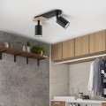 Lampa sufitowa czarna z drewnianym detalem COVER WOOD do korytarza biura 4674 TK Lighting