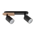 Lampa sufitowa czarna z drewnianym detalem COVER WOOD do korytarza biura 4674 TK Lighting