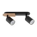Lampa sufitowa czarna z drewnianym detalem COVER WOOD do korytarza biura 4674 TK Lighting