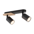 Lampa sufitowa czarna z drewnianym detalem COVER WOOD do korytarza biura 4674 TK Lighting