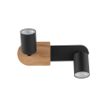 Lampa sufitowa czarna z drewnianym detalem COVER WOOD do korytarza biura 4674 TK Lighting