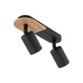Lampa sufitowa czarna z drewnianym detalem COVER WOOD do korytarza biura 4674 TK Lighting