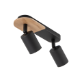 Lampa sufitowa czarna z drewnianym detalem COVER WOOD do korytarza biura 4674 TK Lighting