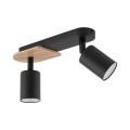 Lampa sufitowa czarna z drewnianym detalem COVER WOOD do korytarza biura 4674 TK Lighting