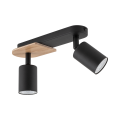 Lampa sufitowa czarna z drewnianym detalem COVER WOOD do korytarza biura 4674 TK Lighting