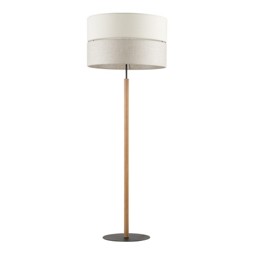Lampa podłogowa drewniana z abażurem szaro-beżowa ECO na E27 5597 TK Lighting