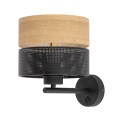 Kinkiet w stylu skandynawskim z perforowanym kloszem kolor drewna / czarny 6539 TK Lighting