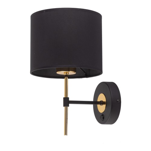 Kinkiet LORD gwint E27 moc 15W styl klasyczny klosz tkanina | czarny 4672 TK lighting