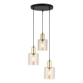 Lampa wisząca czarna rozeta szklane klosze SIERRA złote dodatki 6667 TK Lighting