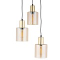 Lampa wisząca czarna rozeta szklane klosze SIERRA złote dodatki 6667 TK Lighting