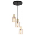 Lampa wisząca czarna rozeta szklane klosze SIERRA złote dodatki 6667 TK Lighting