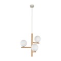 Lampa wisząca ESTERA WOOD z drewnianym stelażem  i szklanymi mlecznymi klos 6799 TK Lighting