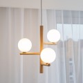 Lampa wisząca ESTERA WOOD z drewnianym stelażem  i szklanymi mlecznymi klos 6799 TK Lighting