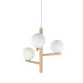 Lampa wisząca ESTERA WOOD z drewnianym stelażem  i szklanymi mlecznymi klos 6799 TK Lighting