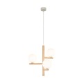 Lampa wisząca ESTERA WOOD z drewnianym stelażem  i szklanymi mlecznymi klos 6799 TK Lighting