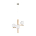 Lampa wisząca ESTERA WOOD z drewnianym stelażem  i szklanymi mlecznymi klos 6799 TK Lighting