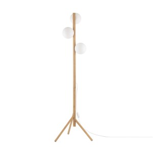 Lampa stojąca w stylu eco, drewniany stelaż szklane klosze 5809 TK Lighting