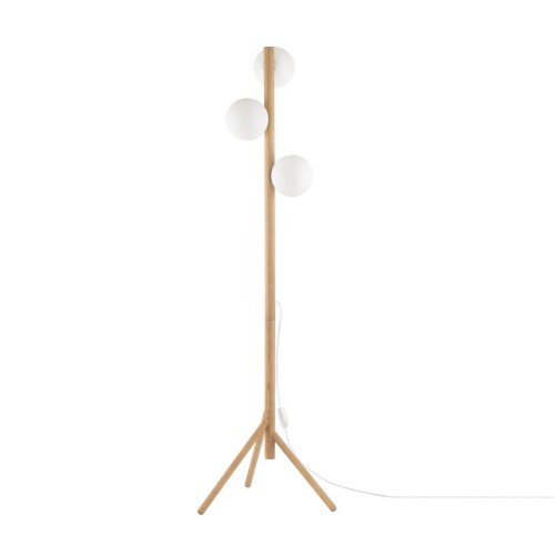 Lampa stojąca w stylu eco, drewniany stelaż szklane klosze 5809 TK Lighting
