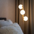 Lampa stojąca w stylu eco, drewniany stelaż szklane klosze 5809 TK Lighting