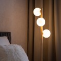 Lampa stojąca w stylu eco, drewniany stelaż szklane klosze 5809 TK Lighting