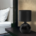 Lampka nocna PALLA gwint E27 moc 15W styl nowoczesny klosz tkanina | czarny 5067 TK lighting