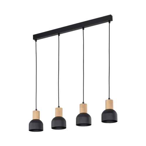 Lampa wisząca CAIRO kolor Czarny / jasne drewno na listwie 4896 TK Lighting
