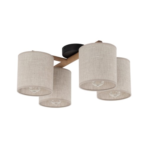 Klasyczna lampa sufitowa, beżowe klosze z tkaniny, do salonu 6866 TK Lighting