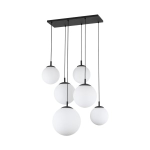 Lampa wisząca sześć szklanych kloszy na E27 ESME kolor Czarny 4793 TK Lighting