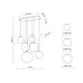 Lampa wisząca sześć szklanych kloszy na E27 ESME kolor Czarny 4793 TK Lighting