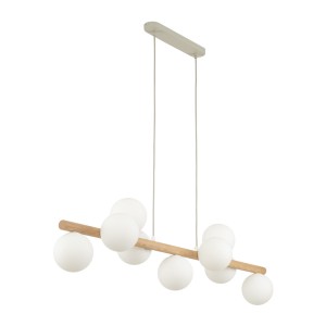 Lampa wisząca nad stół ESTERA stylowa drewniane ramie z 9 szklanymi kloszam 5906 TK Lighting