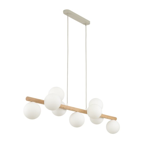 Lampa wisząca nad stół ESTERA stylowa drewniane ramie z 9 szklanymi kloszam 5906 TK Lighting