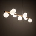 Lampa wisząca nad stół ESTERA stylowa drewniane ramie z 9 szklanymi kloszam 5906 TK Lighting