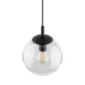 Lampa wisząca szklany transparentny klosz ESME czarna oprawka 3267 TK Lighting