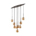 Lampa wisząca z brązowymi elementami i bursztynowymi kloszami ESTERA 6149