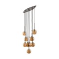 Lampa wisząca z brązowymi elementami i bursztynowymi kloszami ESTERA 6149