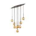Lampa wisząca z brązowymi elementami i bursztynowymi kloszami ESTERA 6149