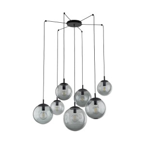 Lampa wisząca siedem szklanych kloszy kulek ESME Czarny E27 5385 TK Lighting