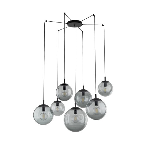 Lampa wisząca siedem szklanych kloszy kulek ESME Czarny E27 5385 TK Lighting