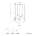 Lampa wisząca siedem szklanych kloszy kulek ESME Czarny E27 5385 TK Lighting
