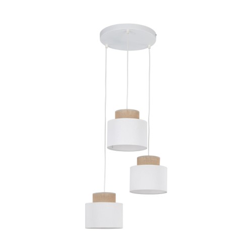 Lampa wisząca trzy abazurowe klosze białe na E27 do salonu DUO 2594 TK Lighting