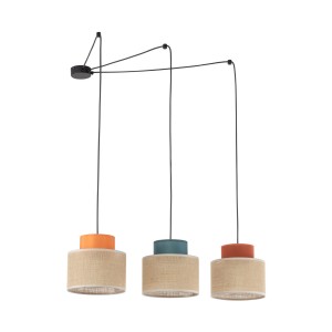 Lampa wisząca potrójna z kloszami DUO JUTA MIX do salonu 3140 TK Lighting
