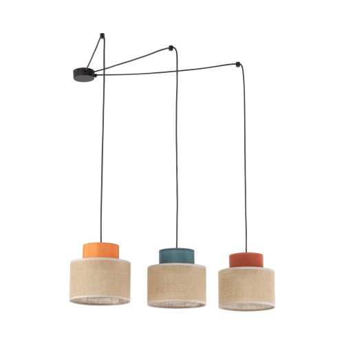 Lampa wisząca potrójna z kloszami DUO JUTA MIX do salonu 3140 TK Lighting