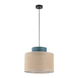 Lampa wisząca z kloszem zielonym i w kolorze juty DUO JUTA GREEN 1xE27 3256