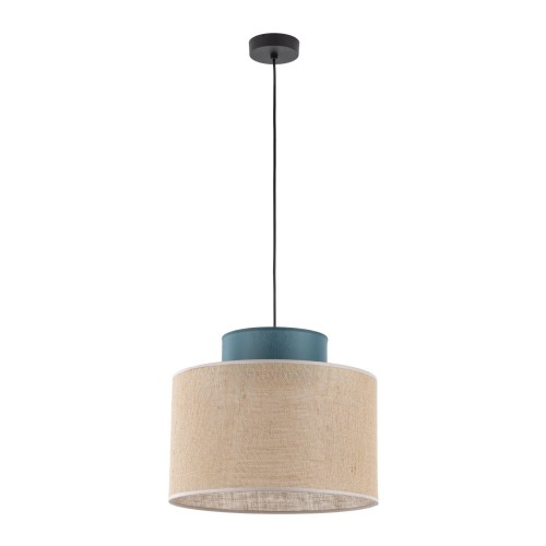 Lampa wisząca z kloszem zielonym i w kolorze juty DUO JUTA GREEN 1xE27 3256