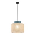 Lampa wisząca z kloszem zielonym i w kolorze juty DUO JUTA GREEN 1xE27 3256